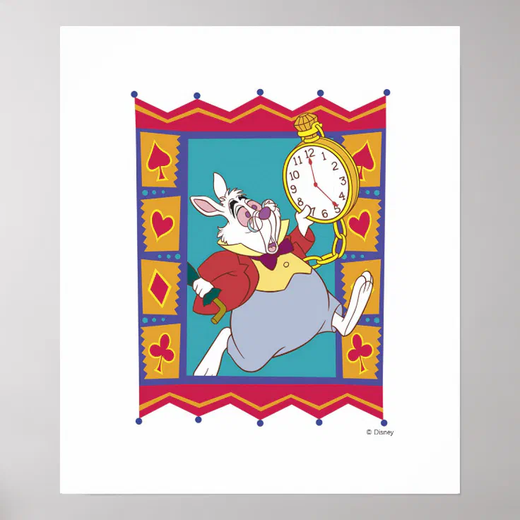 White Rabbit Red Rabbit Posters White Rabbit in Suited Frame Disney Poster | Zazzle