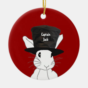 White Rabbit in Top Hat Ornament