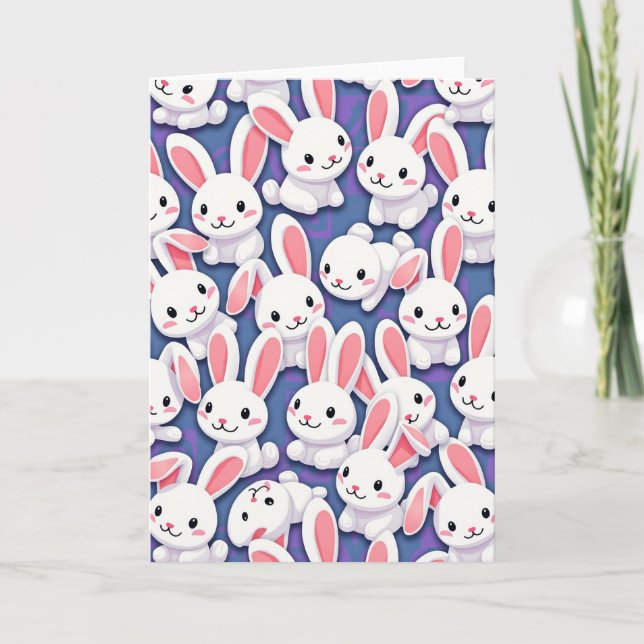White Rabbit Joyful Pattern Card (Front)