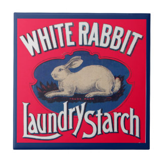 White Rabbit Laundry Starch crate label Ceramic Tile