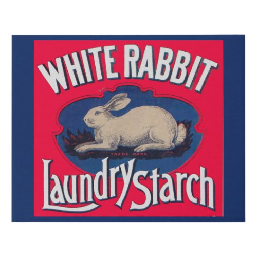 White Rabbit Laundry Starch crate label Faux Canvas Print