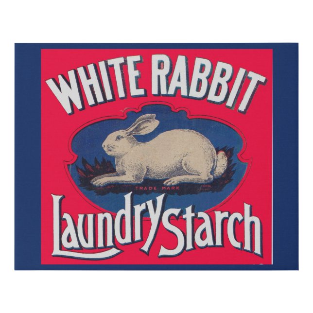 White Rabbit Laundry Starch crate label Faux Canvas Print (Front)