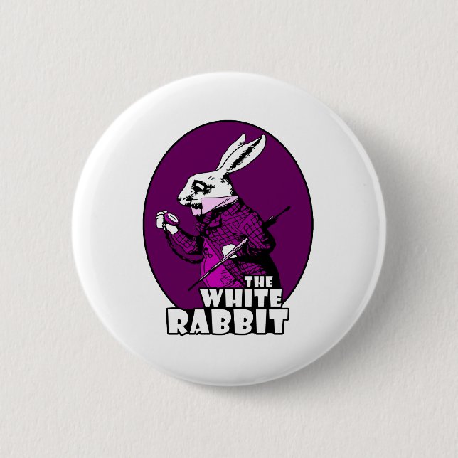 White Rabbit Logo Purple Button (Front)