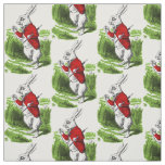 White Rabbit looking at watch. Illustration Fabric