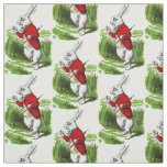 White Rabbit looking at watch. Illustration Fabric