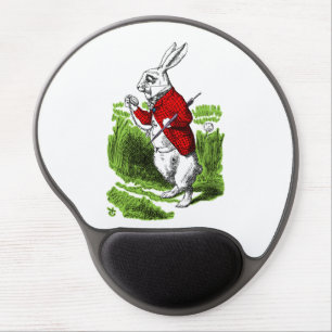 White Rabbit looking at watch. Illustration Gel Mouse Pad