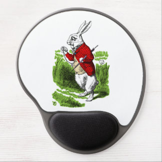 White Rabbit looking at watch. Illustration Gel Mouse Pad