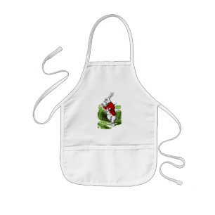 White Rabbit looking at watch. Illustration Kids' Apron