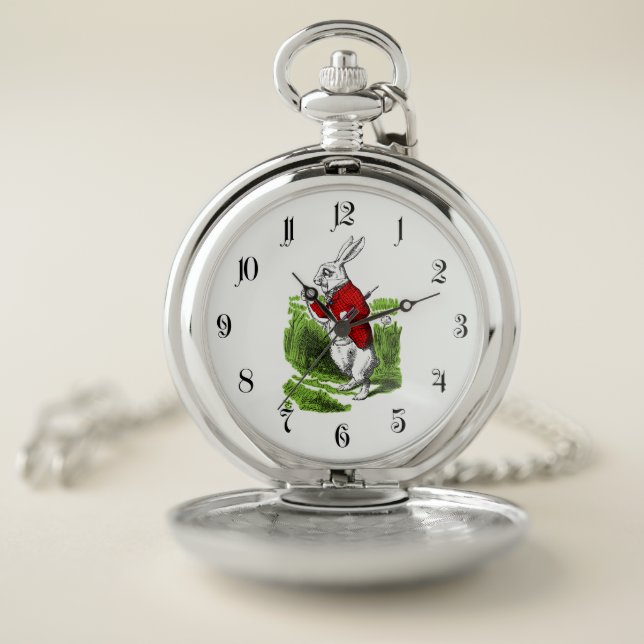 White Rabbit looking at watch. Illustration Pocket Watch (Inside)