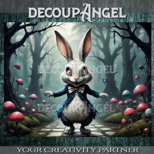 White Rabbit of Alice's Wonderland #2 Decoupage Tissue Paper