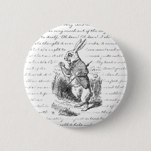 White Rabbit - Oh Dear! Oh Dear! I shall be Late! Button