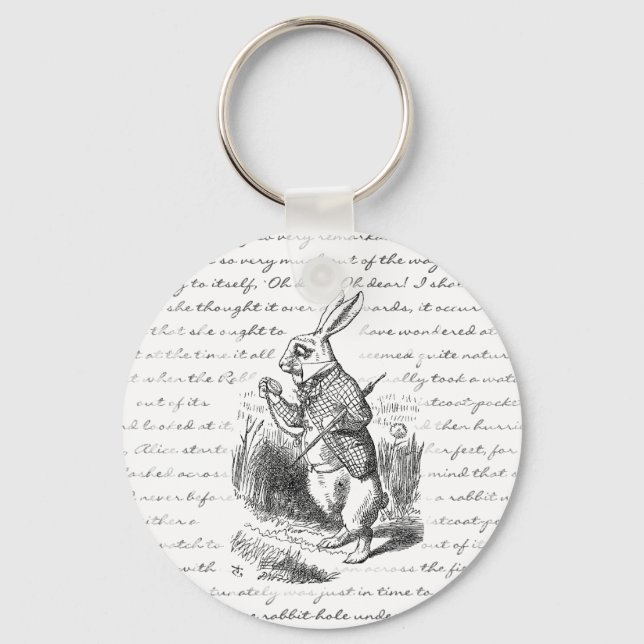 White Rabbit - Oh Dear! Oh Dear! I shall be Late! Keychain (Front)