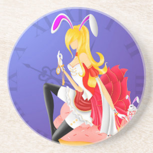 White Rabbit on cupcake  Coaster