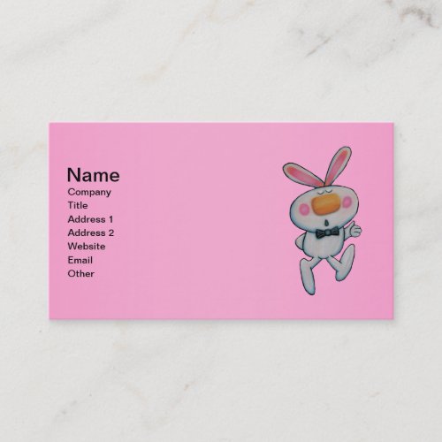 White Rabbit Orange Nose Bow Tie Thumbs Up Sign Business Card