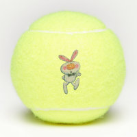 White Rabbit Orange Nose Thumbs Up Sign Black Tie Tennis Balls