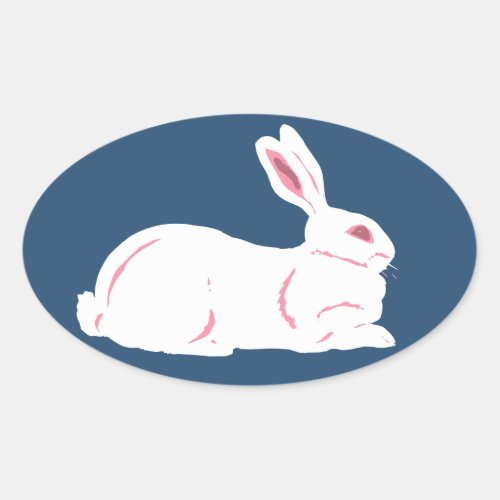 White Rabbit Oval Sticker