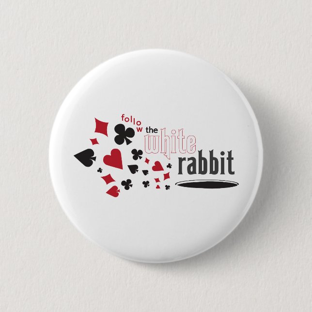 White Rabbit Pinback Button (Front)