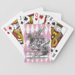 White Rabbit Pink Harlequin Cards at Zazzle