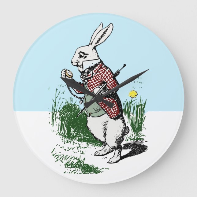 White Rabbit Pocketwatch Clock Alice in Wonderland (Front)