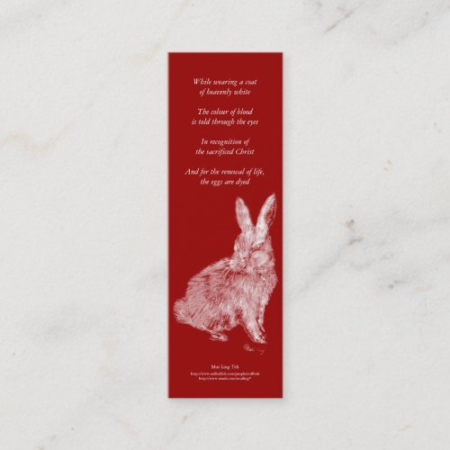White Rabbit poetry bookmark Mini Business Card