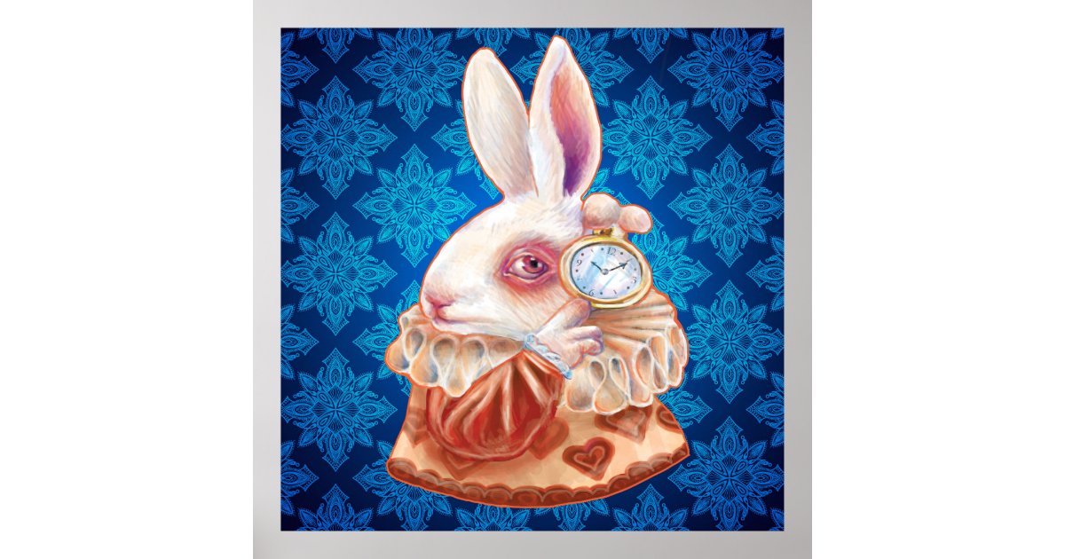 White Rabbit Pop Surrealism Illustration Poster | Zazzle