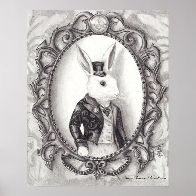 White Rabbit Poster White Rabbit Art Wonderland | Zazzle