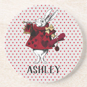 White Rabbit Queens Garb Personalized  Coaster