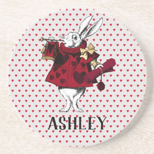 White Rabbit Queens Garb Personalized  Coaster