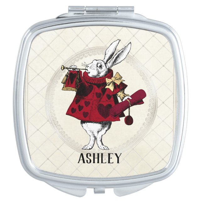 White Rabbit Queens Garb Personalized  Compact Mirror (Front)