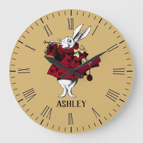 White Rabbit Queens Garb Personalized Large Clock