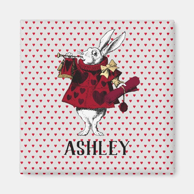 White Rabbit Queens Garb Personalized  Magnet (Front)