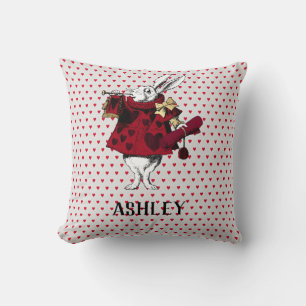 White Rabbit Queens Garb Personalized Throw Pillow