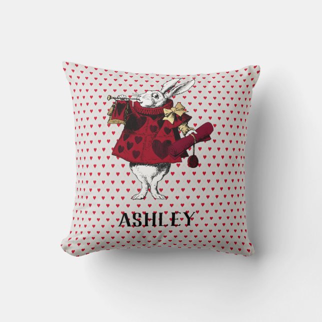 White Rabbit Queens Garb Personalized  Throw Pillow (Front)