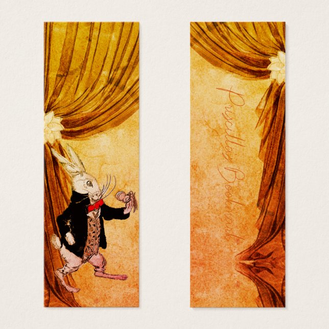 White Rabbit Red Bow Pocket Watch | Bookmarks (Front & Back)