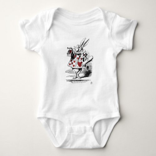 White Rabbit Red Hearts Alice in Wonderland Cute Baby Bodysuit