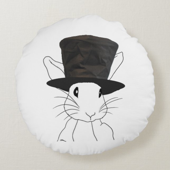 White Rabbit Round Pillow (Back)