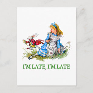 White Rabbit Rushes by Alice, "i'm Late, I'm Late" Postcard