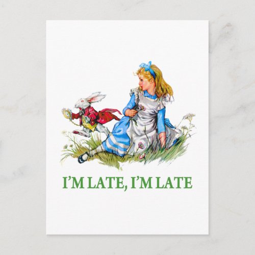 White Rabbit Rushes by Alice im Late Im Late Postcard