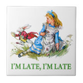 Alice In Wonderland Meets Dodo Bird Black White Wall Art Ceramic Tile