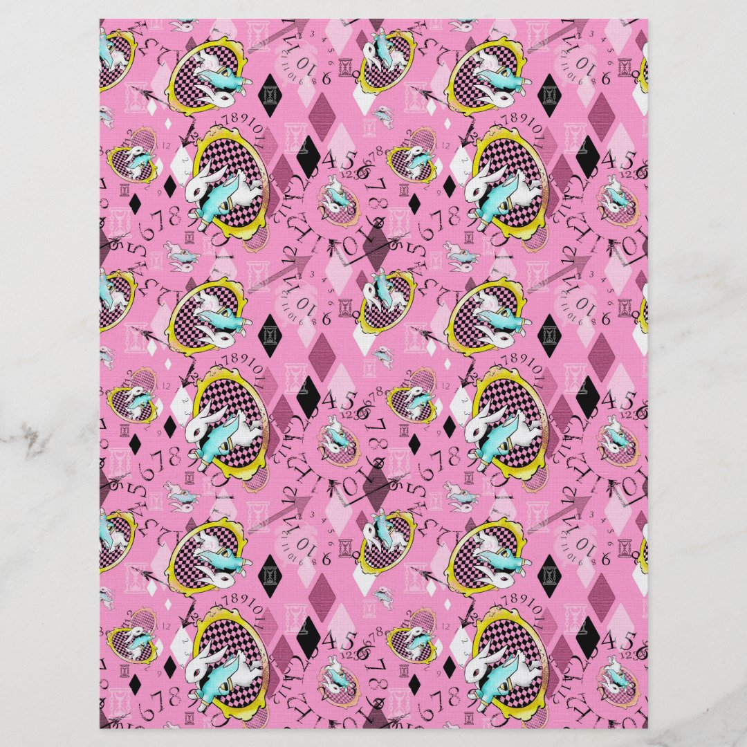 white rabbit scrapbook paper wonderland theme Zazzle