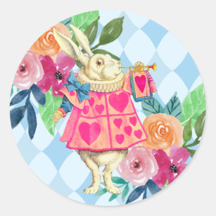 White Rabbit Story Tale Unmerry Birthday Party Classic Round Sticker