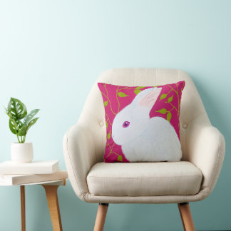 white rabbit throw pillow
