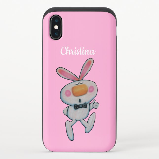 White Rabbit Thumbs Up Sign Bow Tie Bright Pink Uncommon iPhone Case (Back)