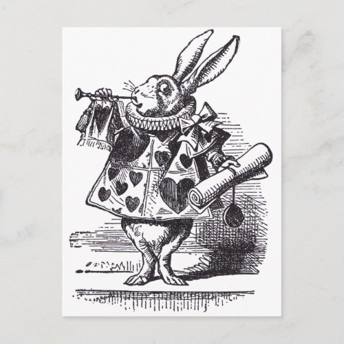 White Rabbit Trumpet Postcard