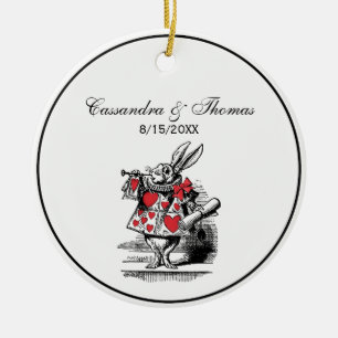 White Rabbit Trumpeter Alice Adv in Wonderland Ceramic Ornament