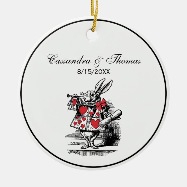 White Rabbit Trumpeter Alice Adv in Wonderland Ceramic Ornament (Front)