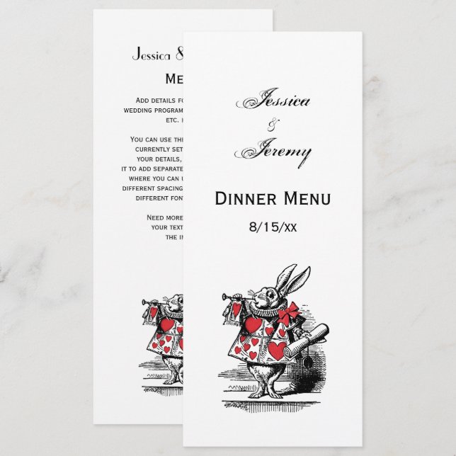 White Rabbit Trumpeter Alice Adv in Wonderland Invitation (Front/Back)