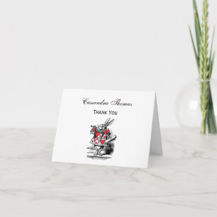 White Rabbit Trumpeter Alice Adv in Wonderland Letterpress Thank You Card