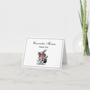 White Rabbit Trumpeter Alice Adv in Wonderland Letterpress Thank You Card