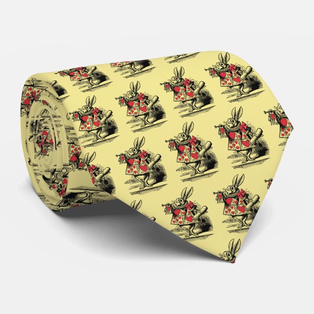 White Rabbit Trumpeter Alice Adv in Wonderland Neck Tie (Rolled)